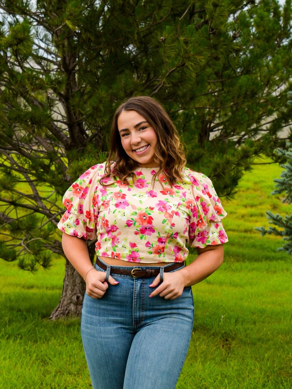 Versona Floral Crop Top with Open Back